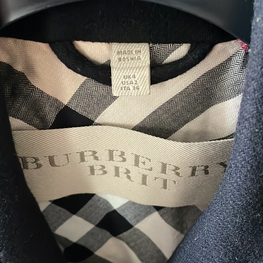 Burberry Brit Tumble Bridge wool blend black pea coat, size 2 - Picture 6 of 11